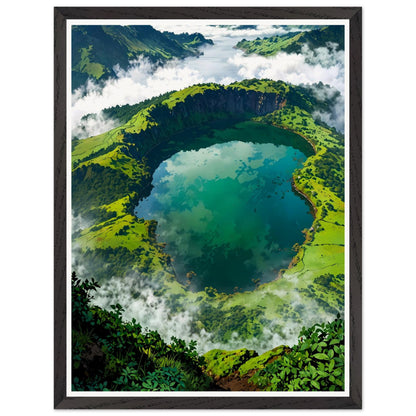 Affiche illustrée Paysage des Açores Encadrée — poster rétro, impression beaux-arts 250g