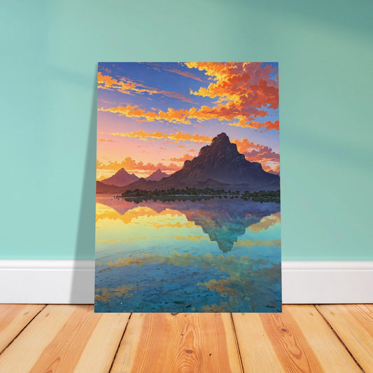 Affiche illustrée Plage de Bora Bora, poster rétro, impression beaux-arts 250g