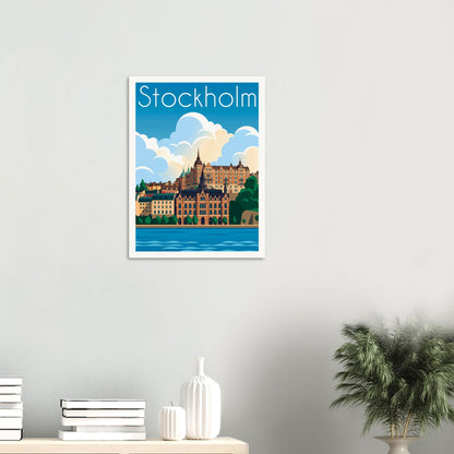Affiche illustrée Stockholm — poster rétro, impression beaux-arts 250g