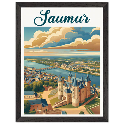 Affiche Saumur encadrée, cadre bois (vue 4)
