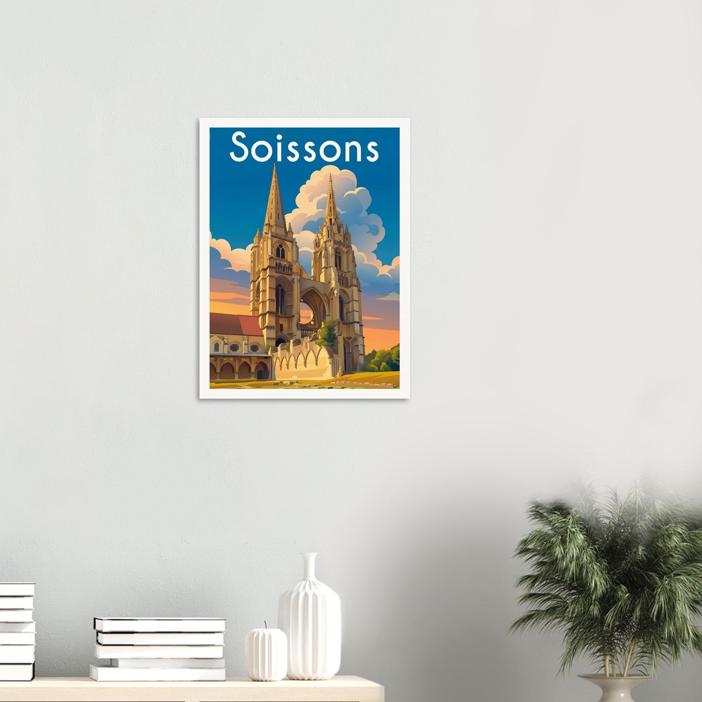 Affiche Soissons, mise en situation dans un intérieur (vue 2)