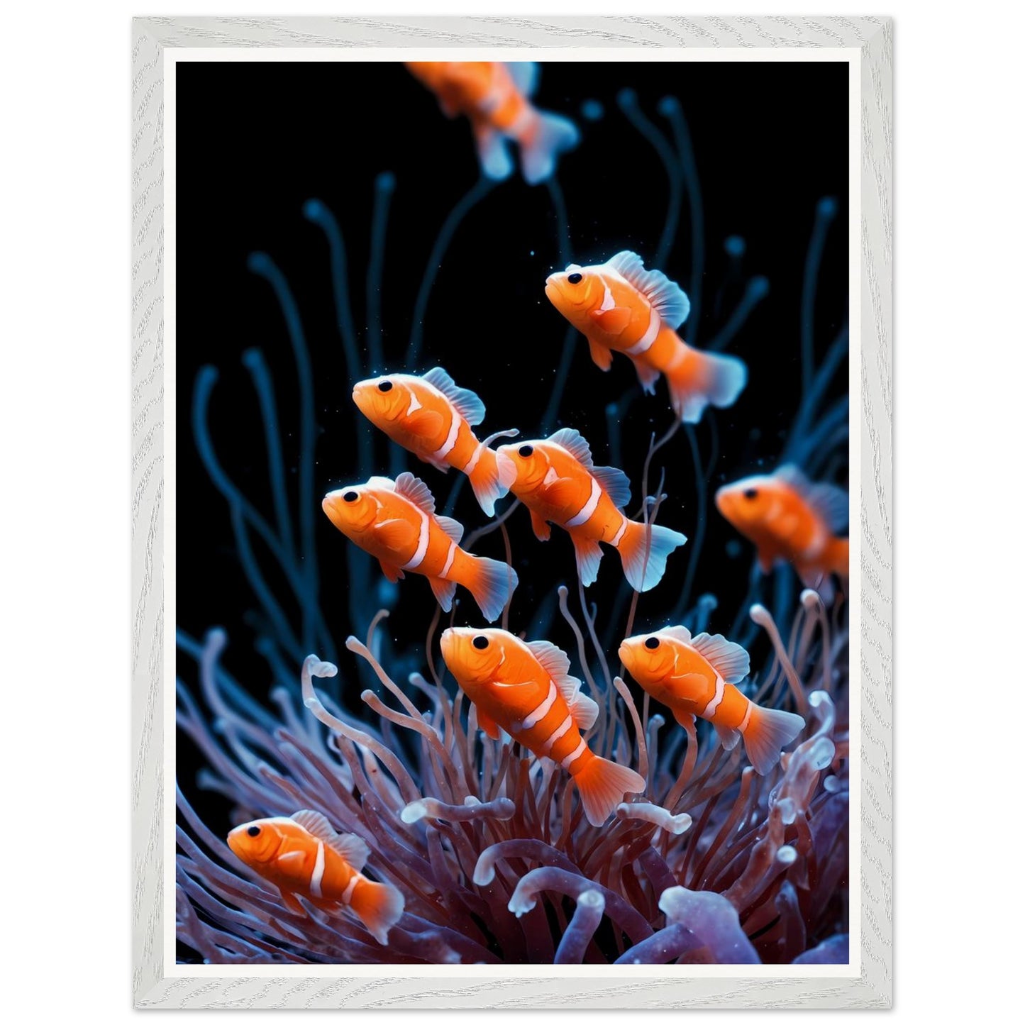 Affiche illustrée Anémones de mer Encadrée — poster rétro, impression beaux-arts 250g