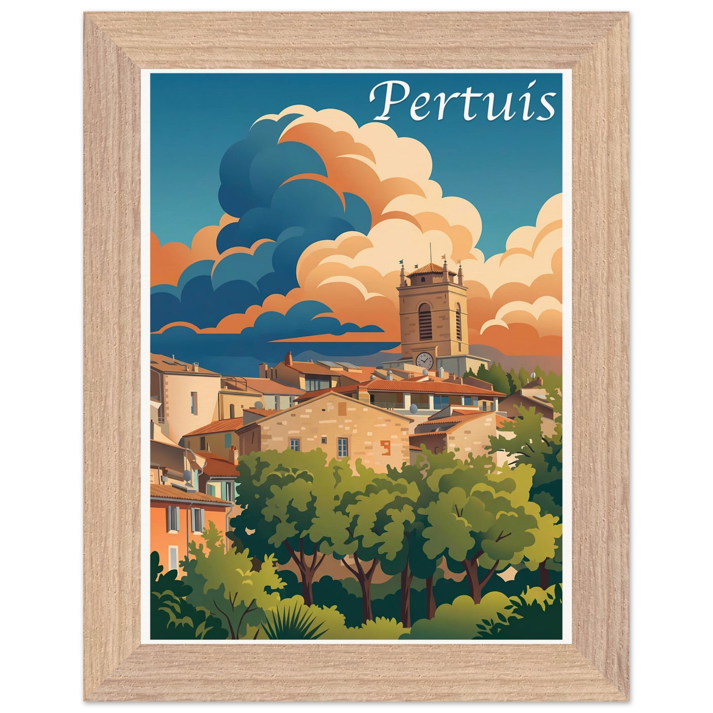 Affiche Pertuis encadrée, cadre bois (vue 4)