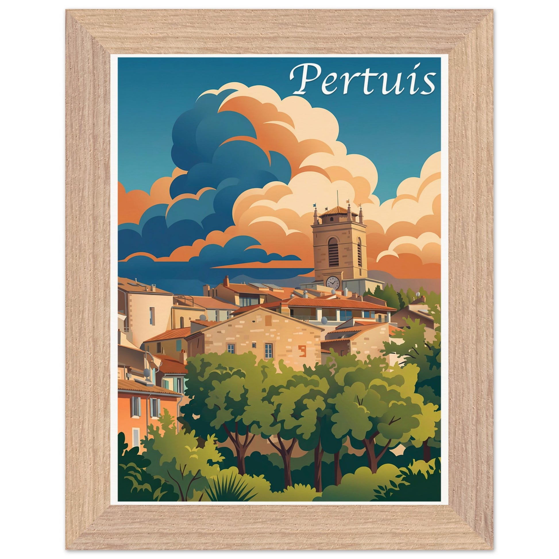 Affiche Pertuis encadrée, cadre bois (vue 4)