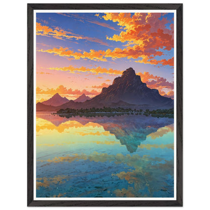 Affiche illustrée Plage de Bora Bora Encadrée — poster rétro, impression beaux-arts 250g