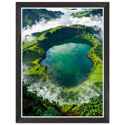 Affiche illustrée Paysage des Açores Encadrée — poster rétro, impression beaux-arts 250g