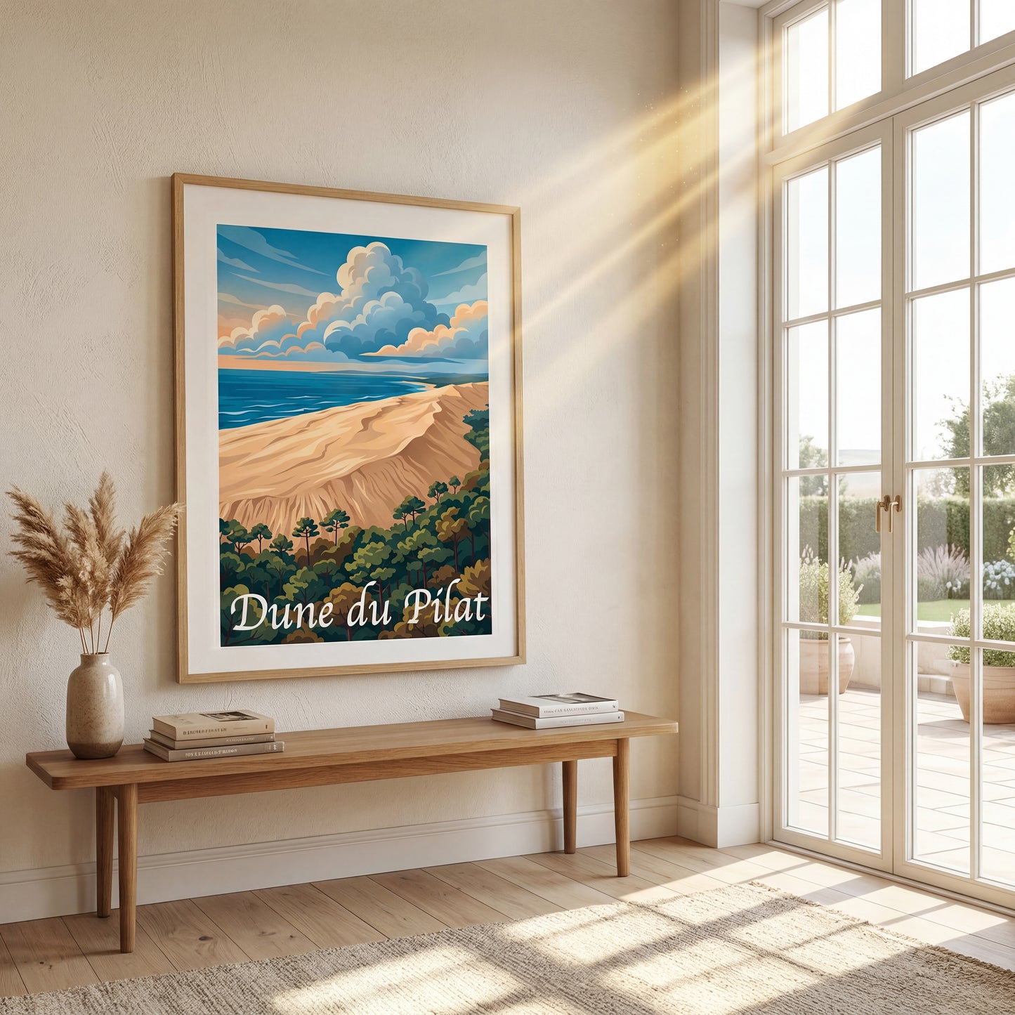 Affiche illustrée Dune du Pilat — poster rétro, impression beaux-arts 250g