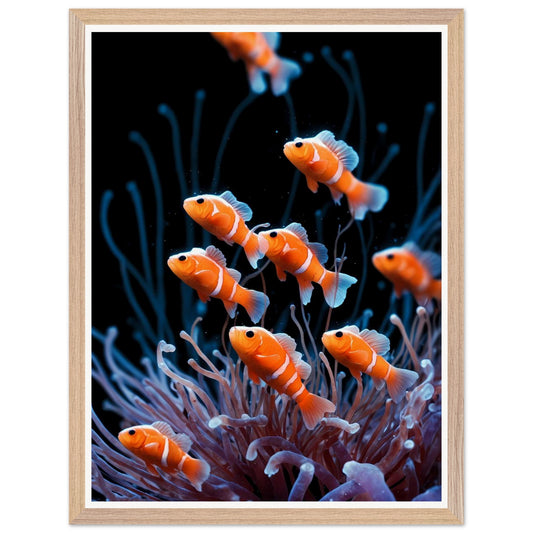 Affiche illustrée Anémones de mer Encadrée — poster rétro, impression beaux-arts 250g