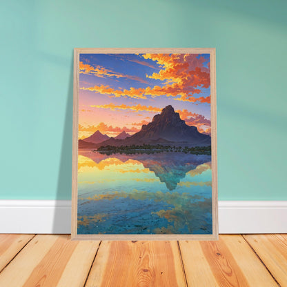 Affiche Plage de Bora Bora encadrée, cadre bois (vue 5)