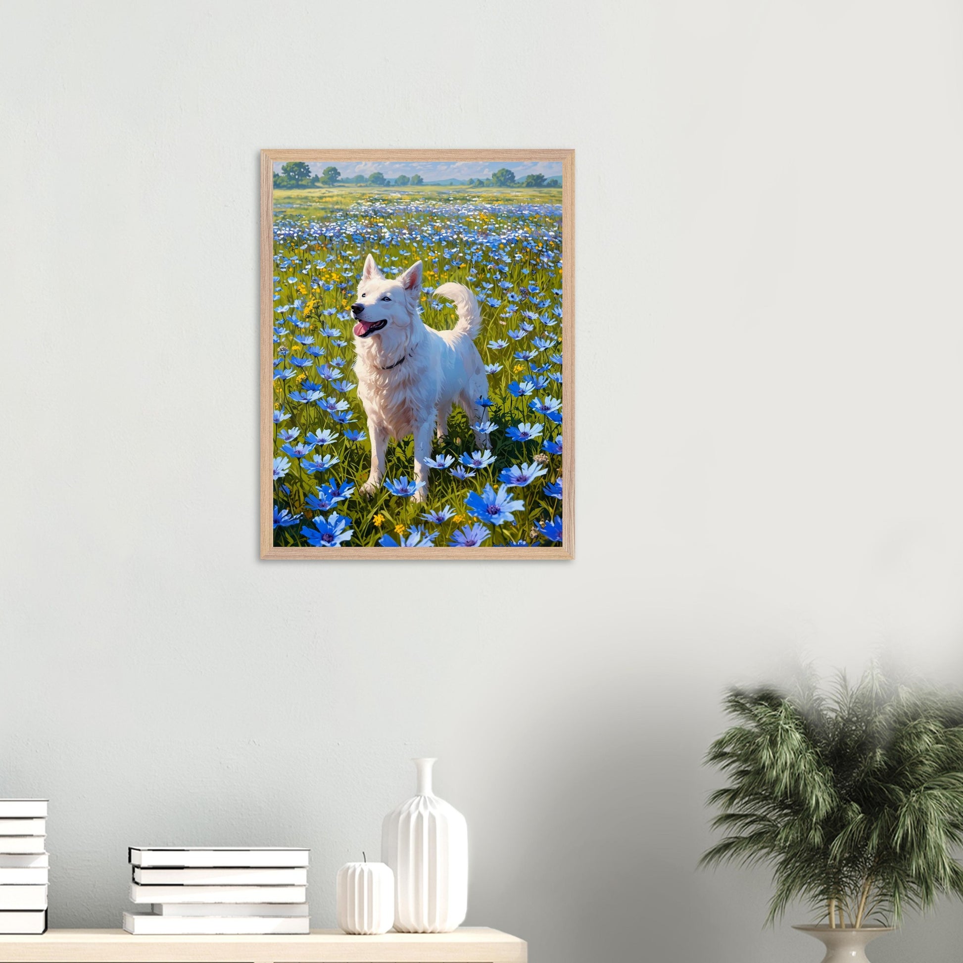 Affiche Berger Blanc Suisse encadrée, cadre bois (vue 6)