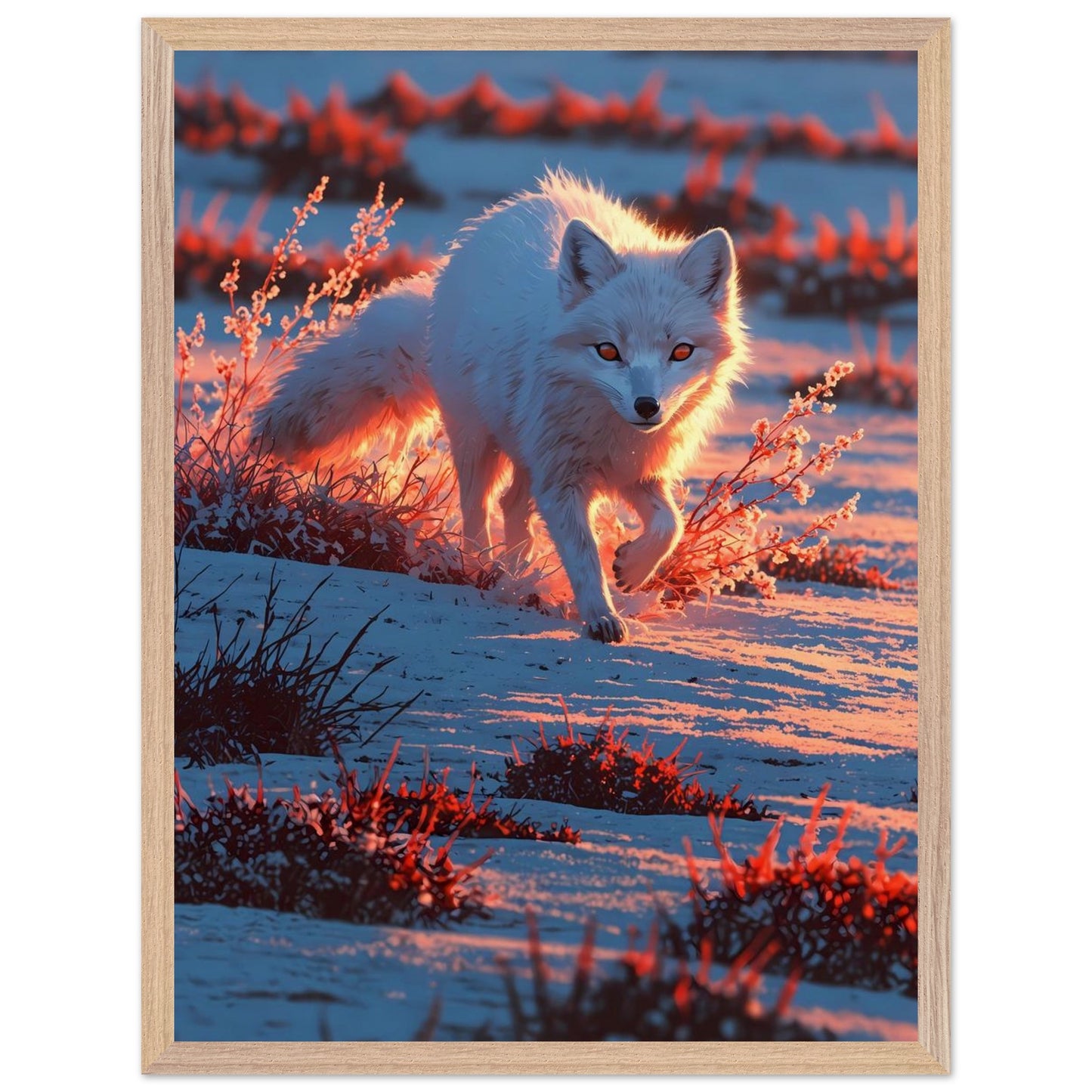 Affiche Renard Arctique encadrée, cadre bois (vue 4)