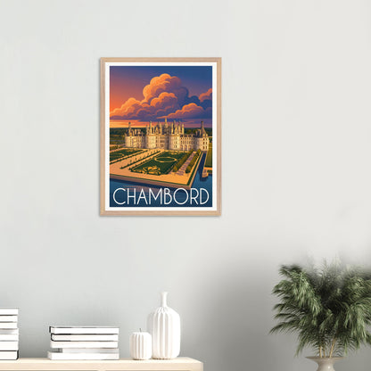 Affiche Chambord encadrée, cadre bois (vue 4)