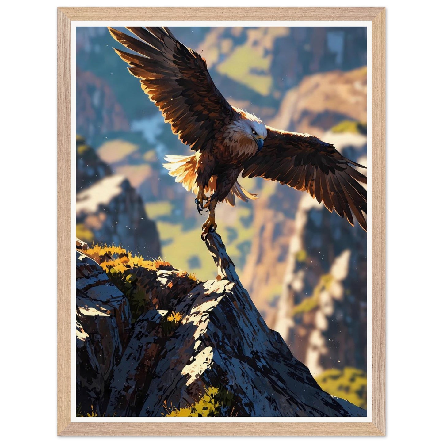 Affiche illustrée Aigle royal Encadrée — poster rétro, impression beaux-arts 250g