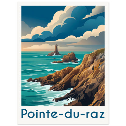 Affiche illustrée Pointe du Raz — poster rétro, impression beaux-arts 250g