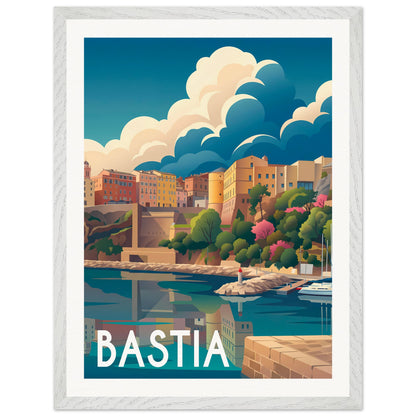 Affiche illustrée bastia — poster rétro, impression beaux-arts 250g