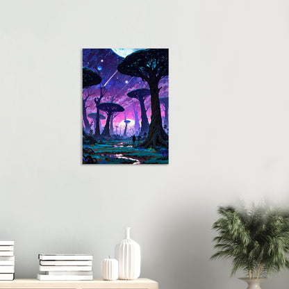 Affiche illustrée Planète anneau — poster rétro, impression beaux-arts 250g