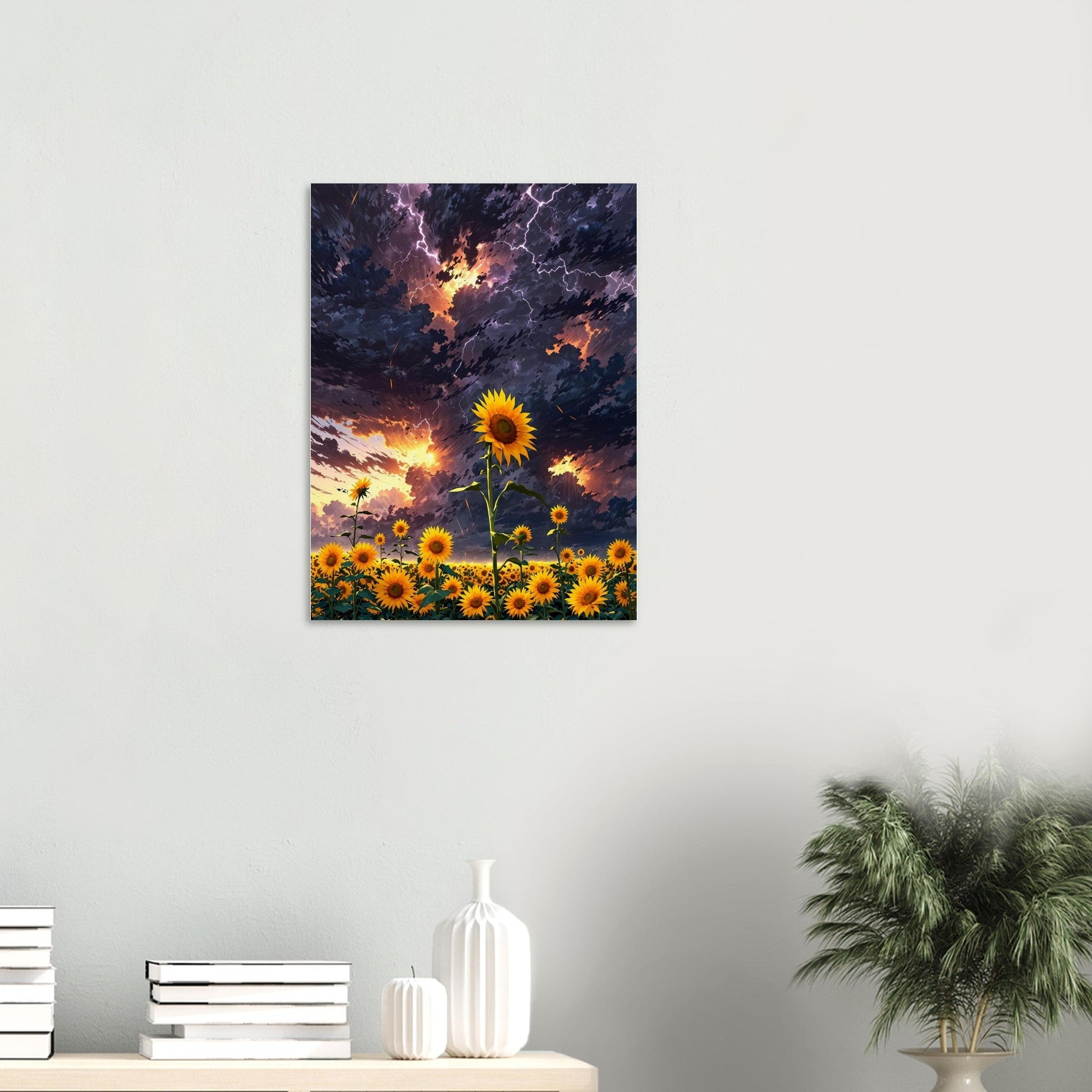 Affiche Champ de Tournesols Géants, mise en situation dans un intérieur