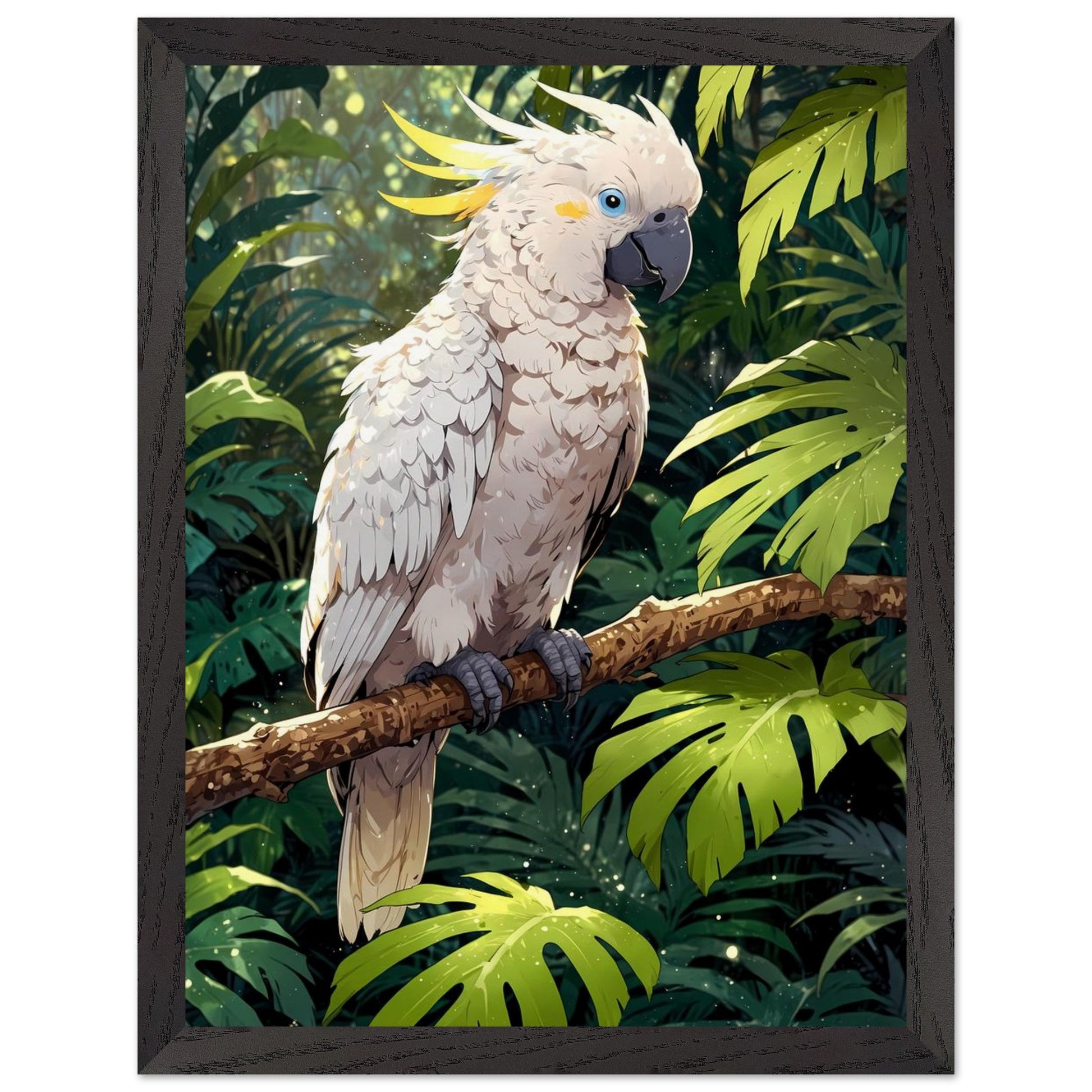 Affiche Cacatoès Blanc encadrée, cadre bois
