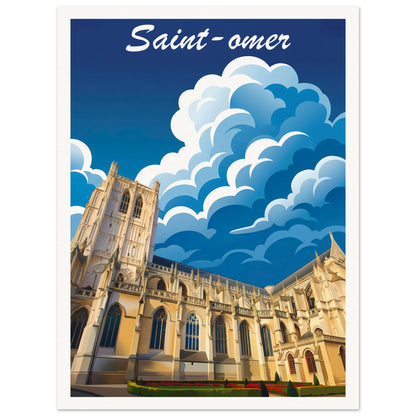 Affiche illustrée Saint Omer — poster rétro, impression beaux-arts 250g