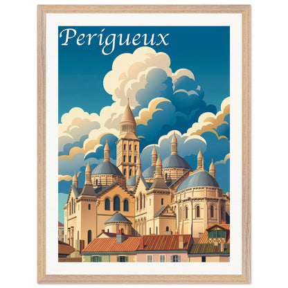 Affiche illustrée Perigueux — poster rétro, impression beaux-arts 250g