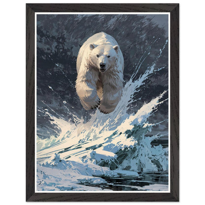 Affiche illustrée Ours polaire Encadrée — poster rétro, impression beaux-arts 250g