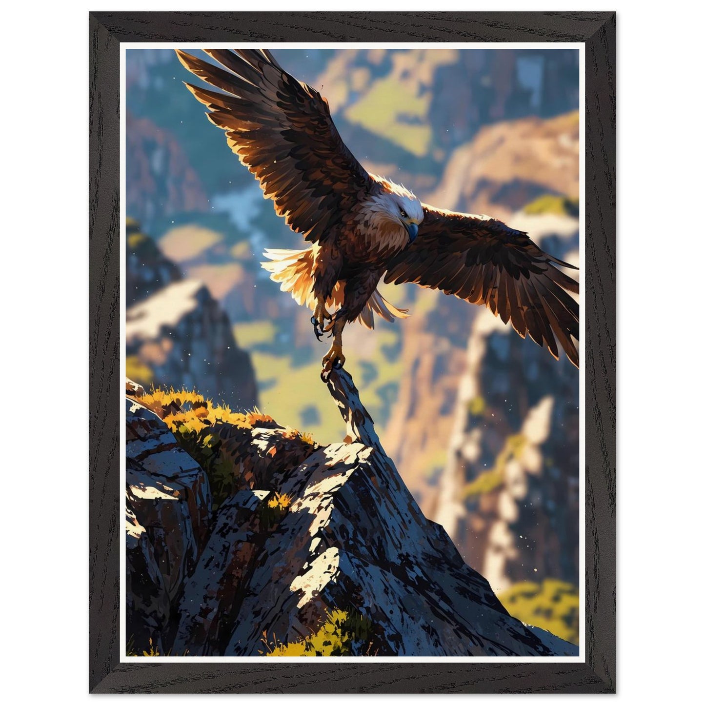 Affiche illustrée Aigle royal Encadrée — poster rétro, impression beaux-arts 250g