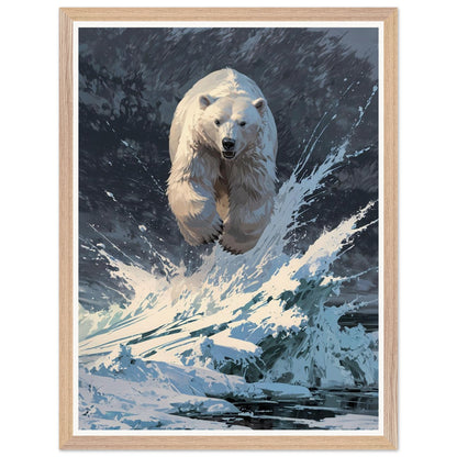 Affiche illustrée Ours polaire Encadrée — poster rétro, impression beaux-arts 250g