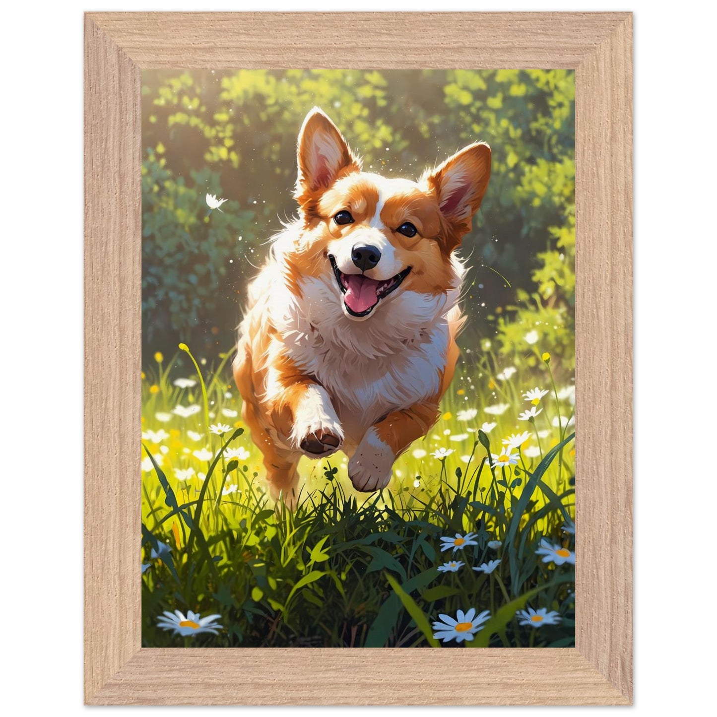 Affiche illustrée Corgi roux Encadrée — poster rétro, impression beaux-arts 250g