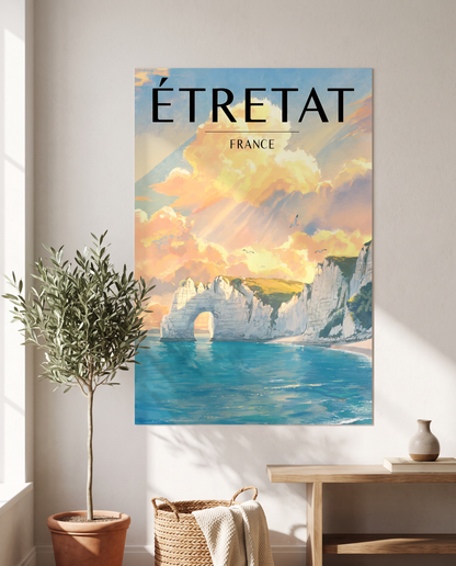 Affiche Étretat en situation dans un intérieur