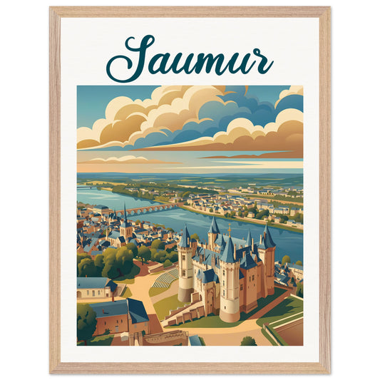 Affiche illustrée Saumur — poster rétro, impression beaux-arts 250g