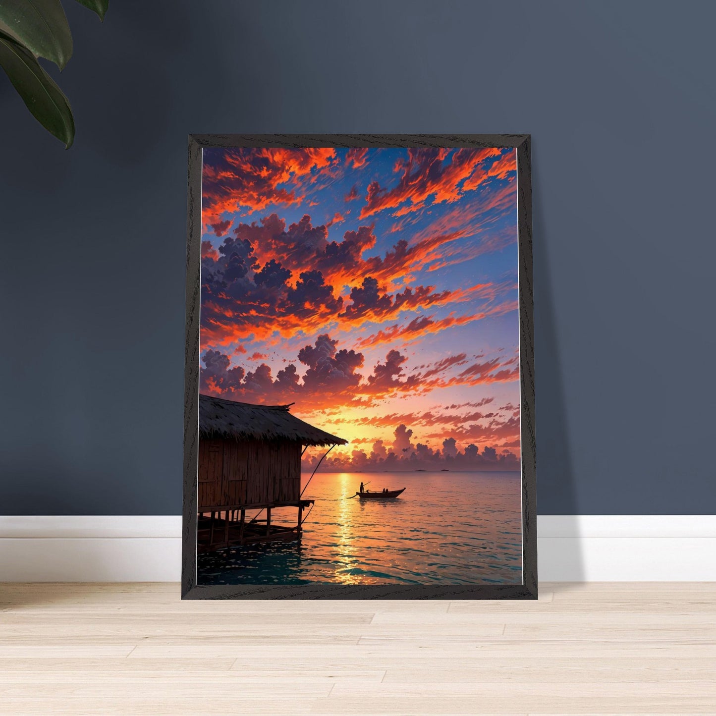 Affiche Plage de Maldives encadrée, cadre bois (vue 3)