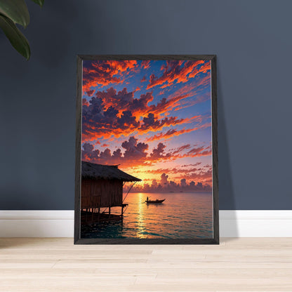 Affiche Plage de Maldives encadrée, cadre bois (vue 3)