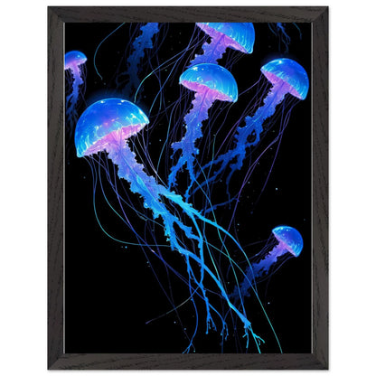 Affiche Méduse Lumineuse encadrée, cadre bois (vue 4)