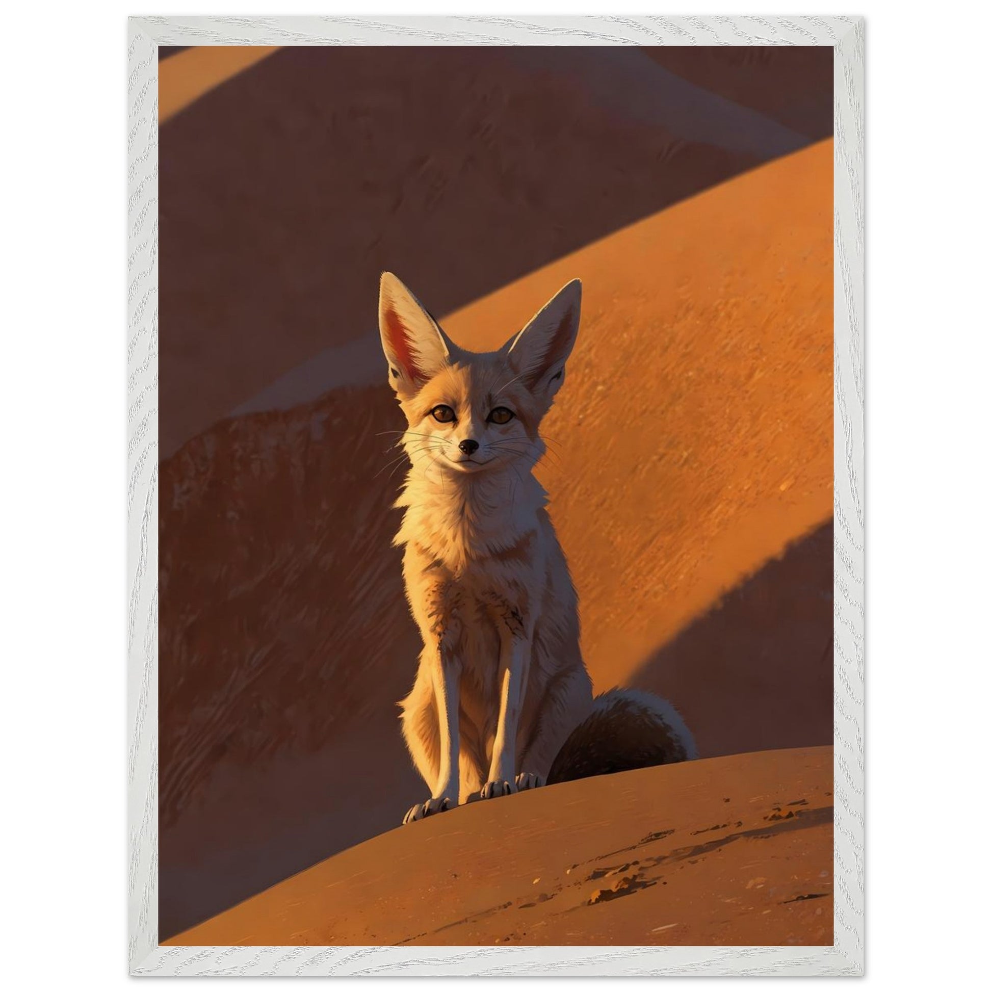Affiche Fennec encadrée, cadre bois