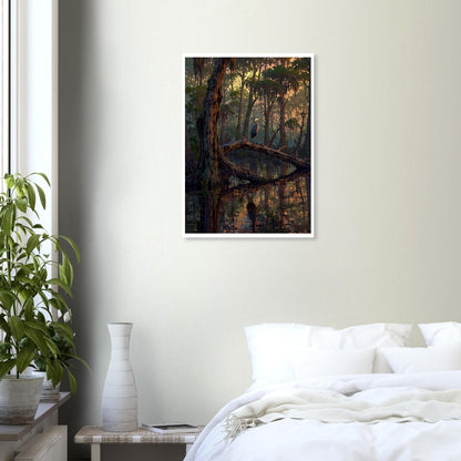 Marécage de cyprès, Crépuscule violet – affiche d'art décoratif, poster mural | Muchimura