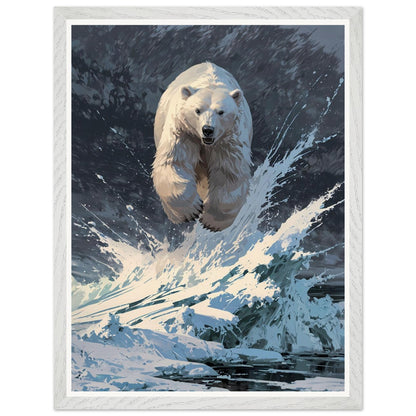 Affiche illustrée Ours polaire Encadrée — poster rétro, impression beaux-arts 250g