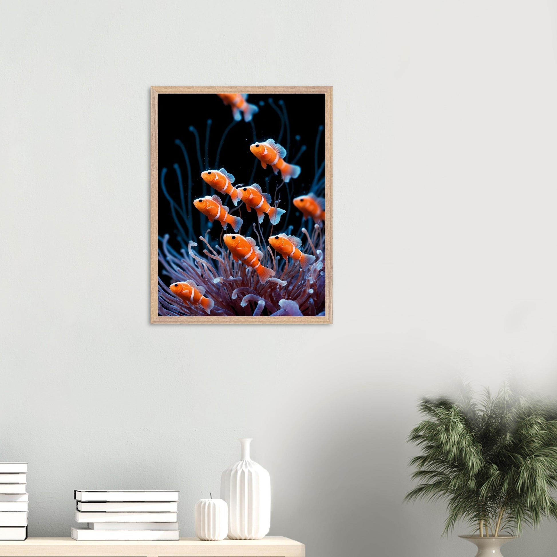 Affiche Anémones de Mer encadrée, cadre bois (vue 3)