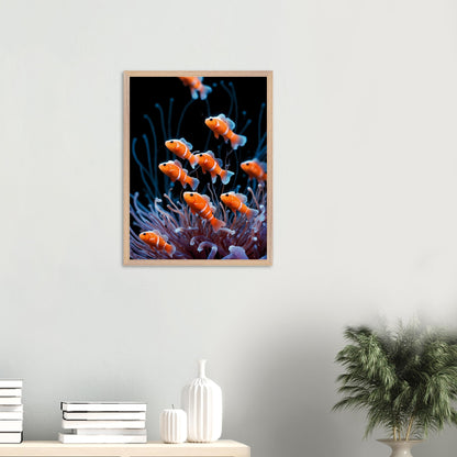 Affiche Anémones de Mer encadrée, cadre bois (vue 3)