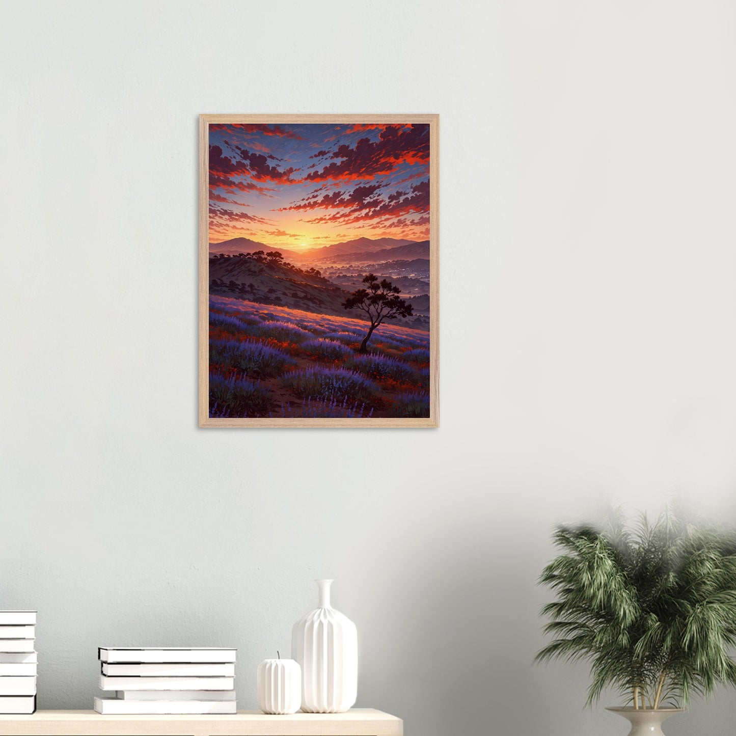 Affiche Champ de Lavande encadrée, cadre bois (vue 5)