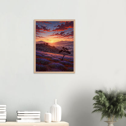 Affiche Champ de Lavande encadrée, cadre bois (vue 5)