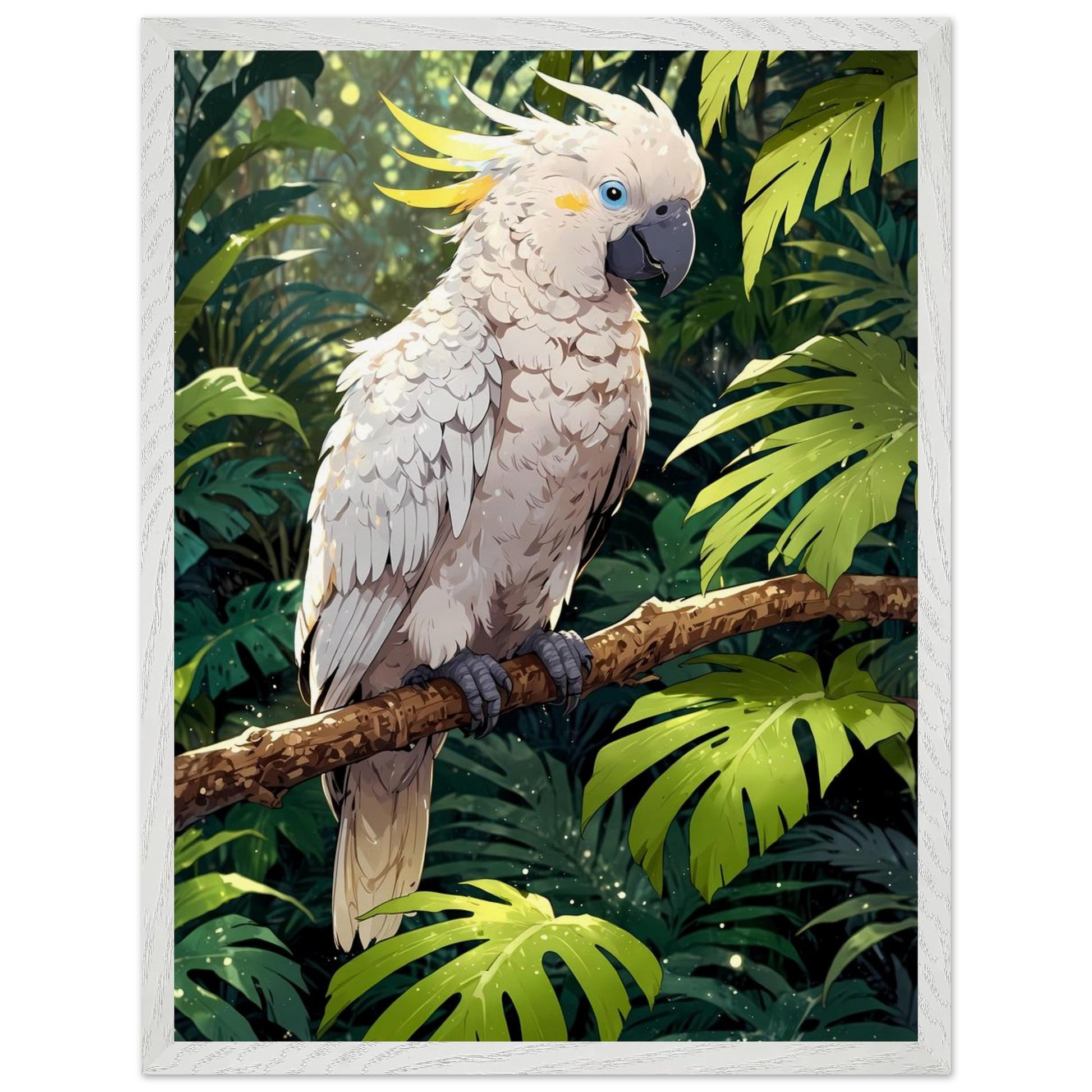 Affiche Cacatoès Blanc encadrée, cadre bois (vue 2)