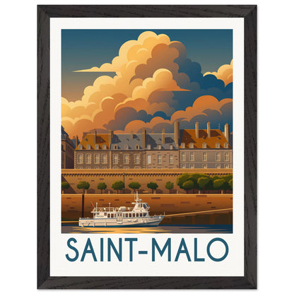 Affiche illustrée Saint-Malo — poster rétro, impression beaux-arts 250g