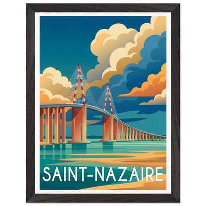 Affiche Saint-Nazaire encadrée, cadre bois (vue 4)