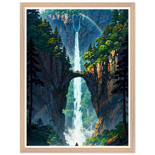 Affiche illustrée Île flottante Encadrée — poster rétro, impression beaux-arts 250g