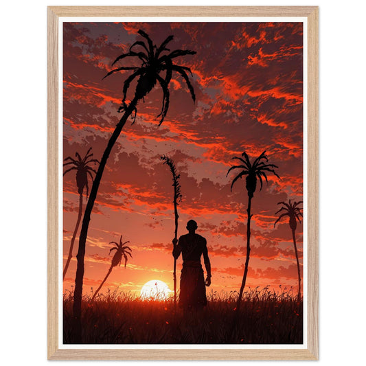 Affiche illustrée Villageois Encadrée — poster rétro, impression beaux-arts 250g