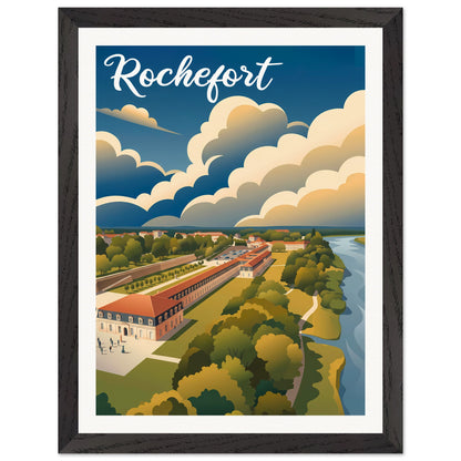 Affiche illustrée Rochefort — poster rétro, impression beaux-arts 250g