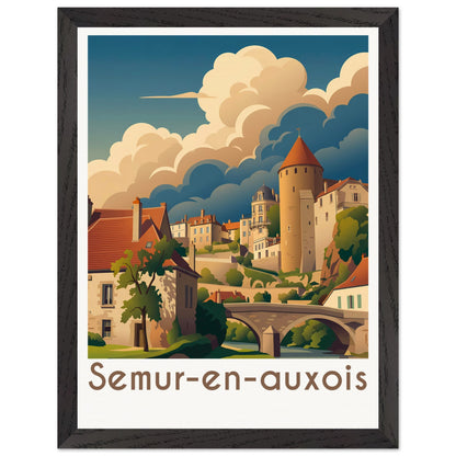 Affiche Semur-en-Auxois encadrée, cadre bois