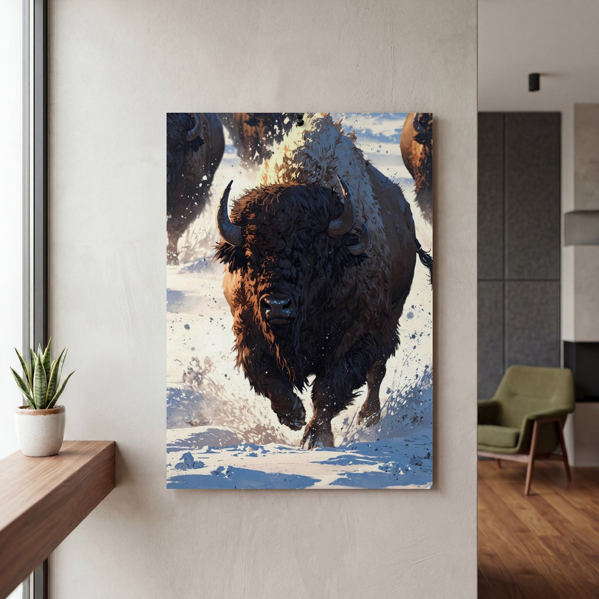 Affiche Bison — mockup décoration intérieur