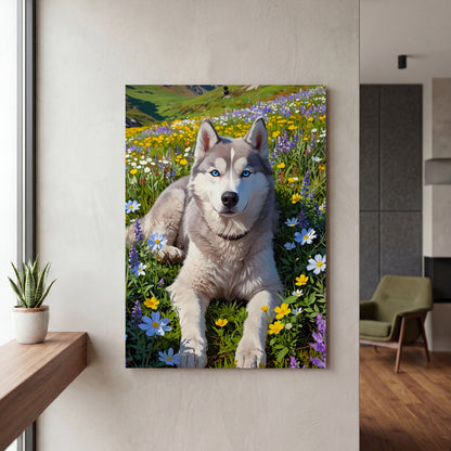 Affiche Husky sibérien — mockup décoration intérieur