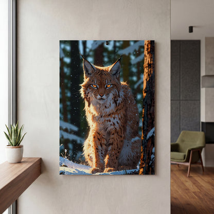 Affiche Lynx boréal — mockup décoration intérieur